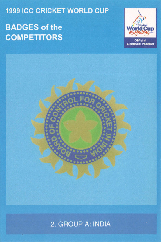 India 1999 ICC Cricket World Cup Badges Of The Competitors Official Postcard