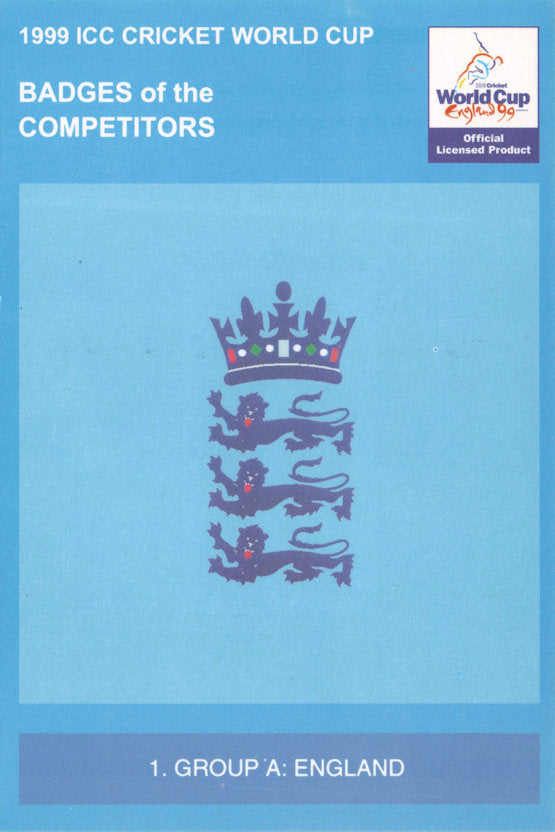 England 1999 ICC Cricket World Cup Badges Of The Competitors Official Postcard