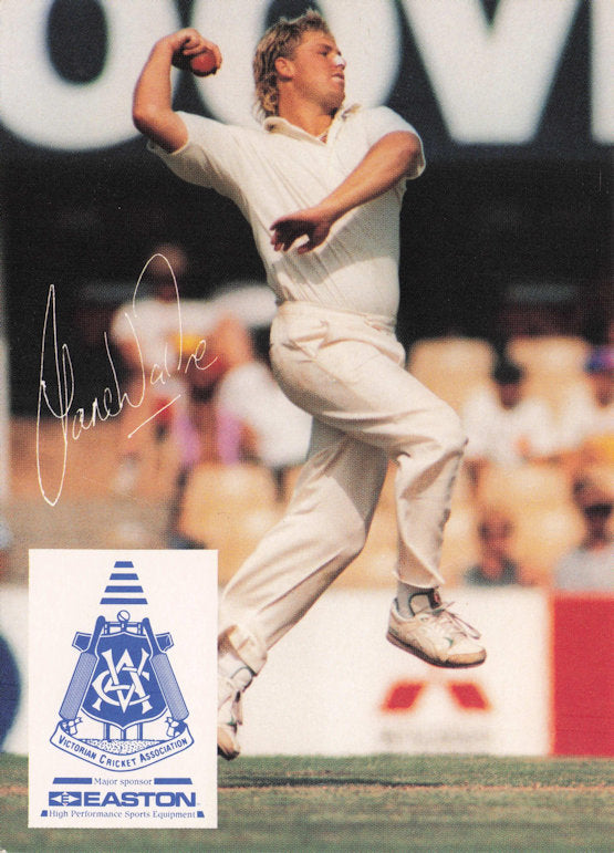 Shane Warne AS ROOKIE Australia 1992 RARE VCA Easton Cricket Trade Postcard