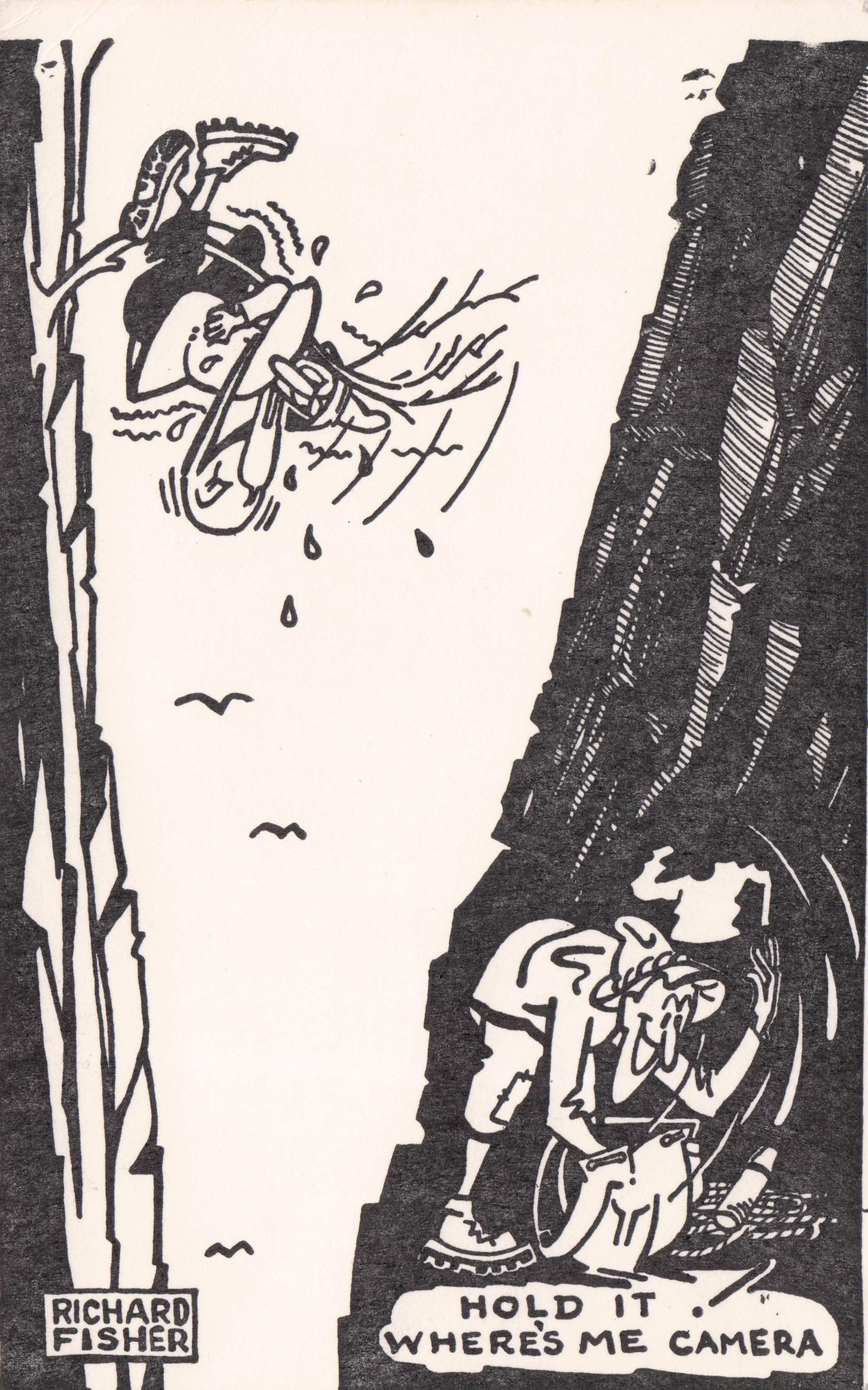Where's My Camera Vintage Mountain Climbing Old Photographer Comic Postcard