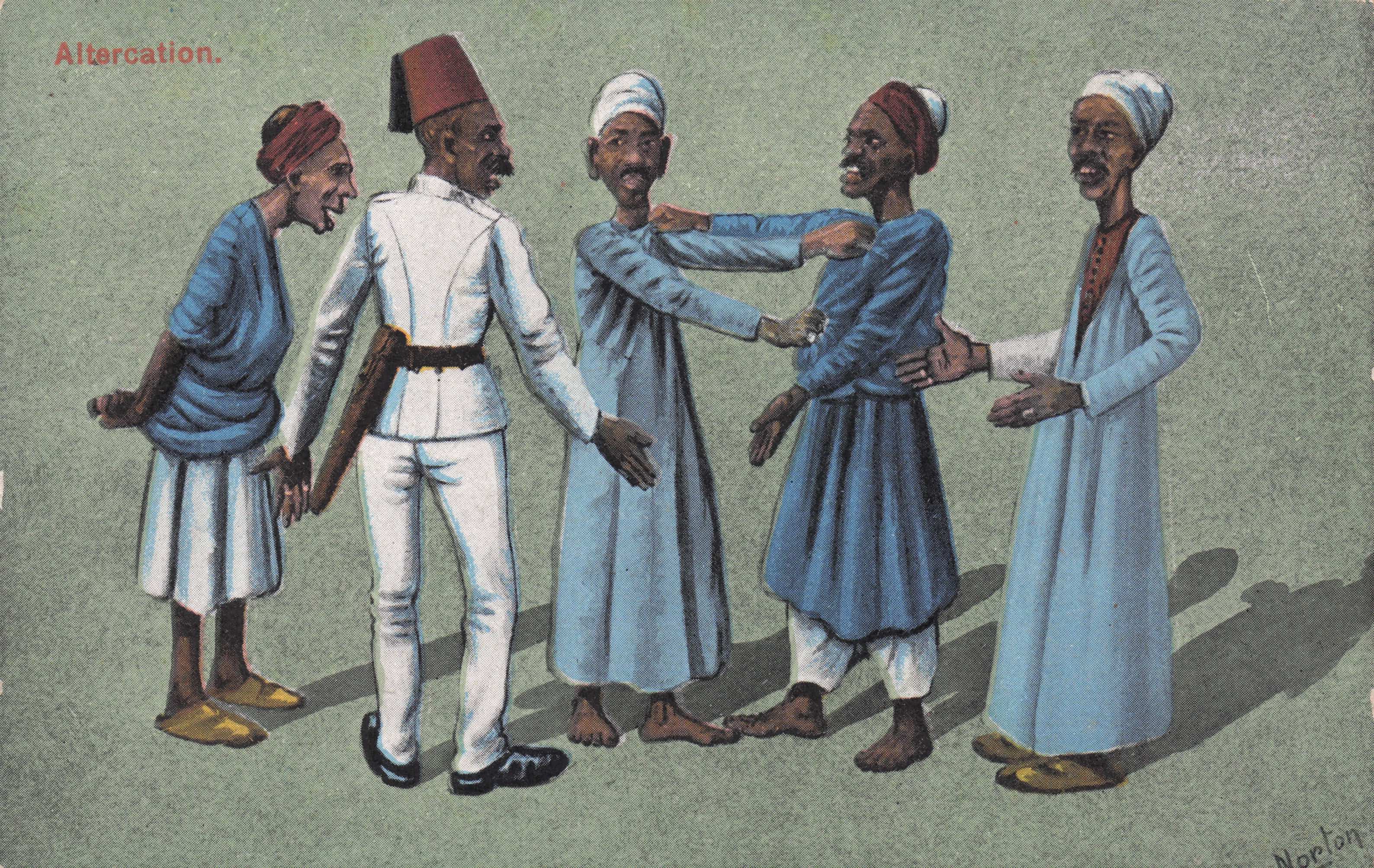 Altercation Egypt Antique Norton Comic Egyptian Ethnic Postcard