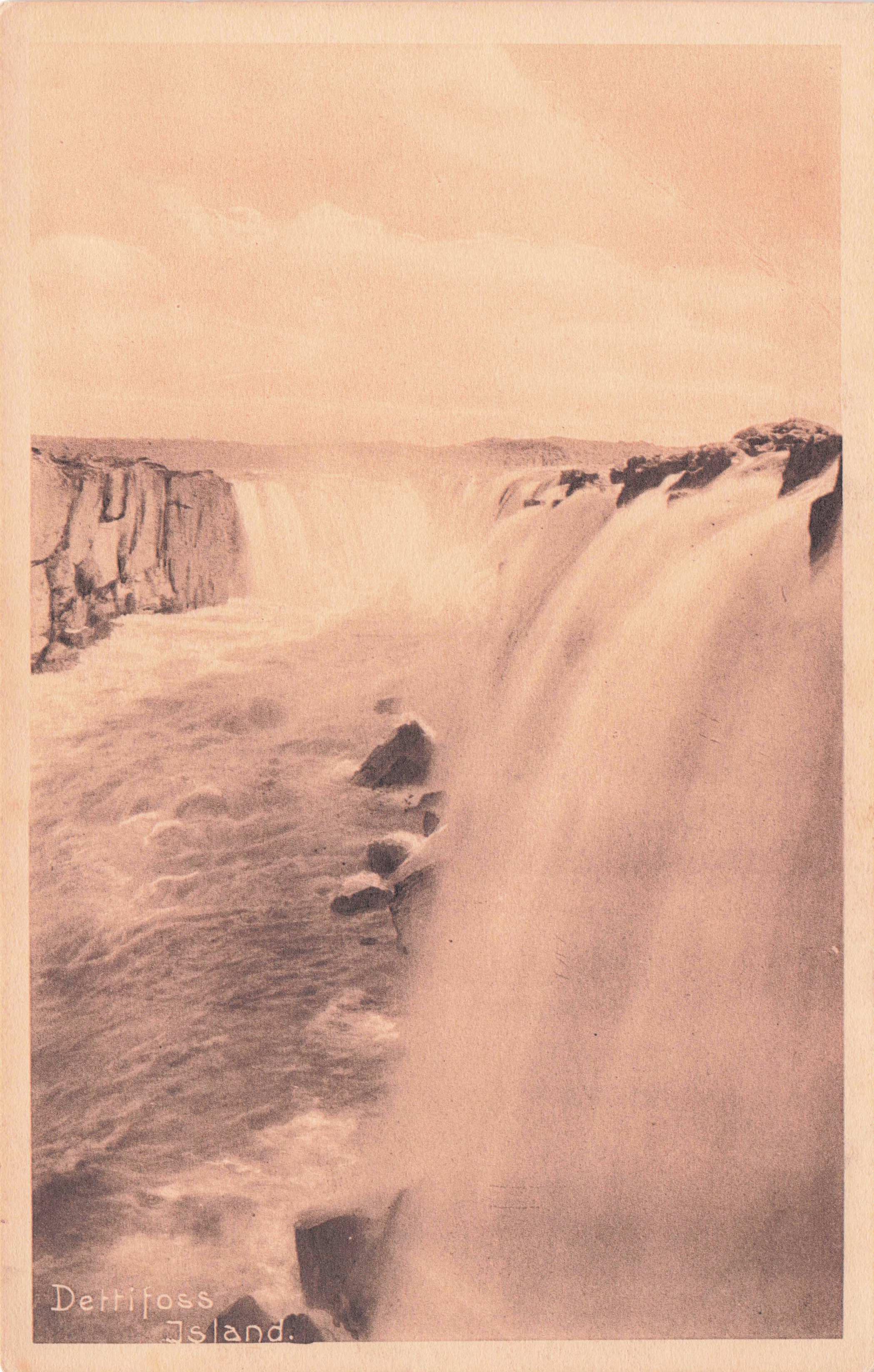 Disaster Waterfall at Detifoss Island Iceland Antique Rare Postcard