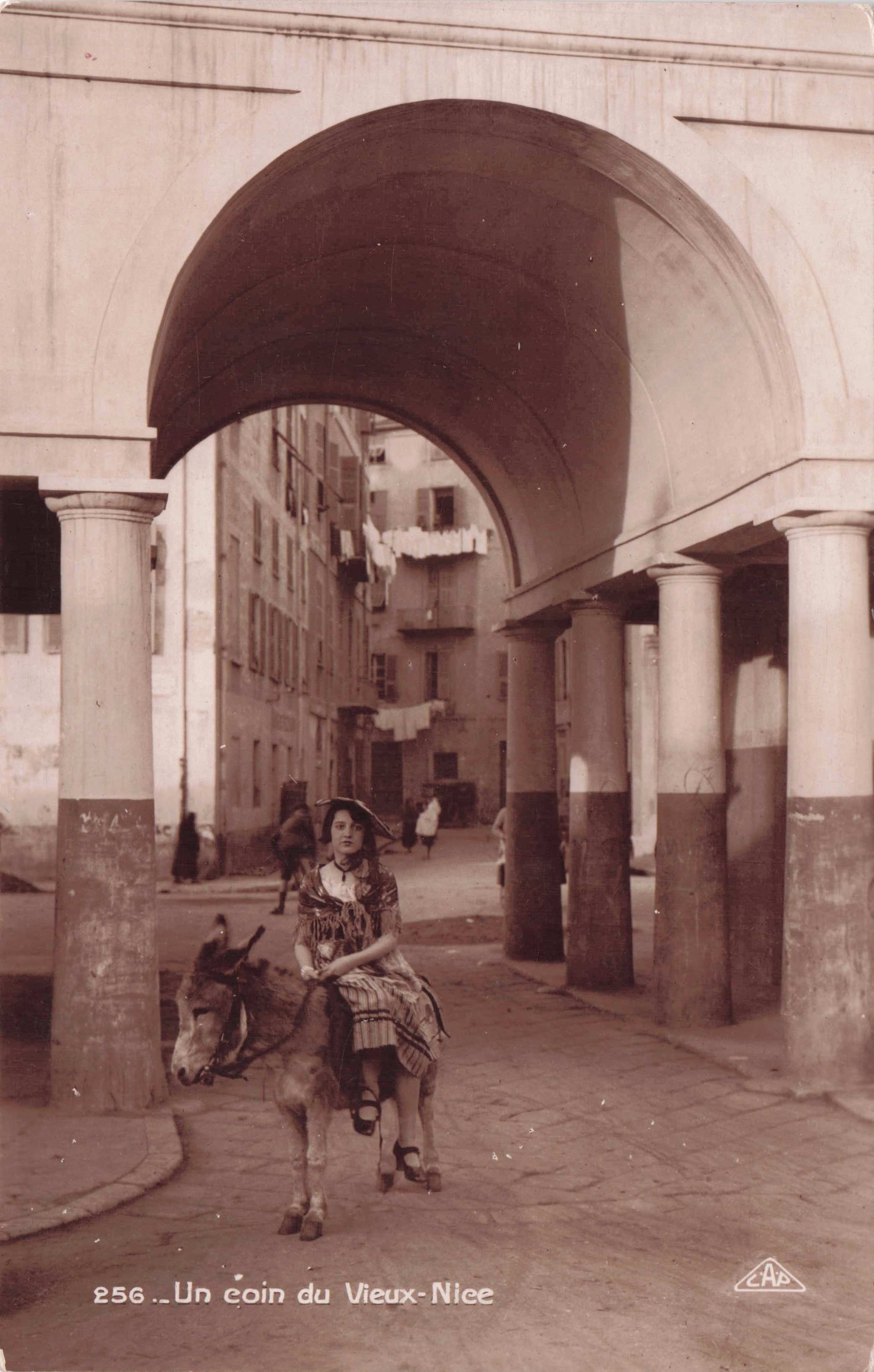 Un Coin Du Vieux Nice French Posh Girl Pony Ride France Old Real Photo Postcard