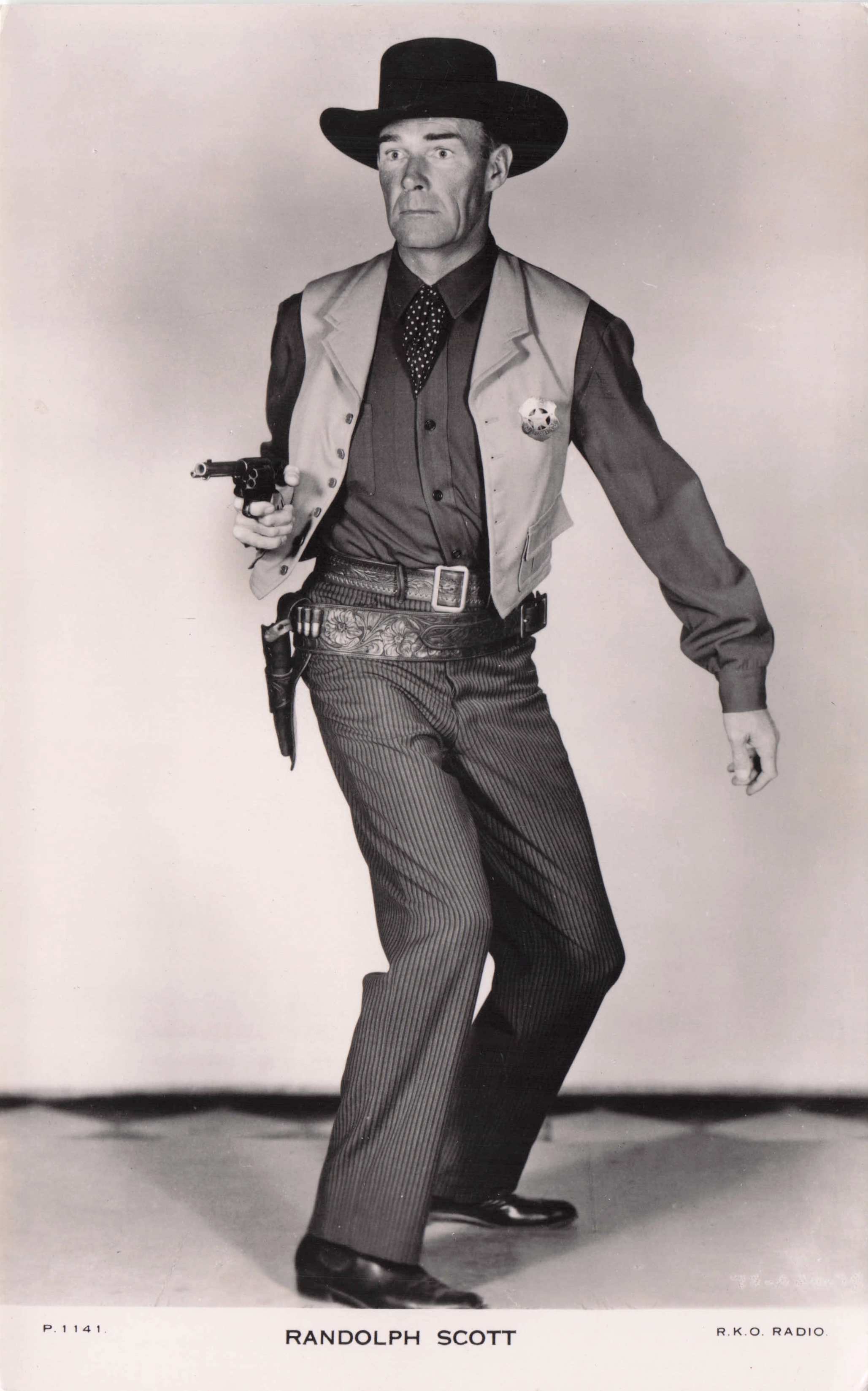 Randolph Scott Wild West Cowboy Film Western Hollywood Old Photo Postcard
