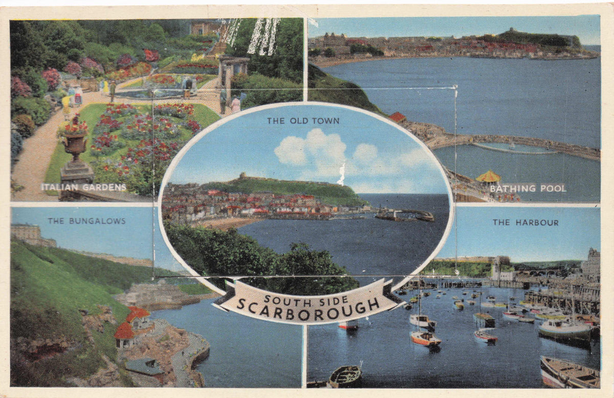 Scarborough Bathing Pool Yorkshire Ship Harbour Mailing Novelty Postcard