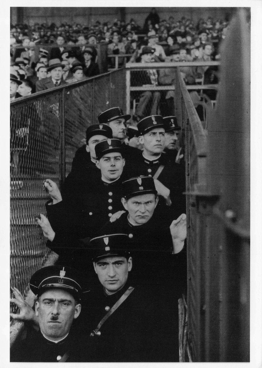 Riot Police at 1930s French Football Match Paris Policeman France Award Postcard
