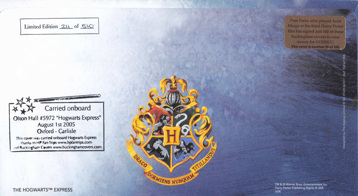 Pam Ferris Harry Potter RARE Carried Onboard Hogwarts Express Hand Signed FDC