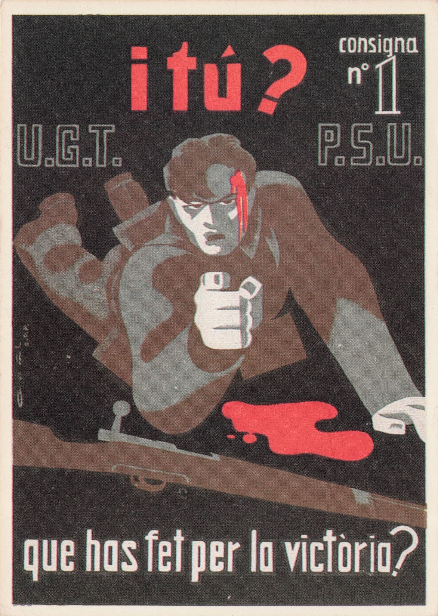 Spanish Civil War Catalan 1936 Reproduction Poster Postcard