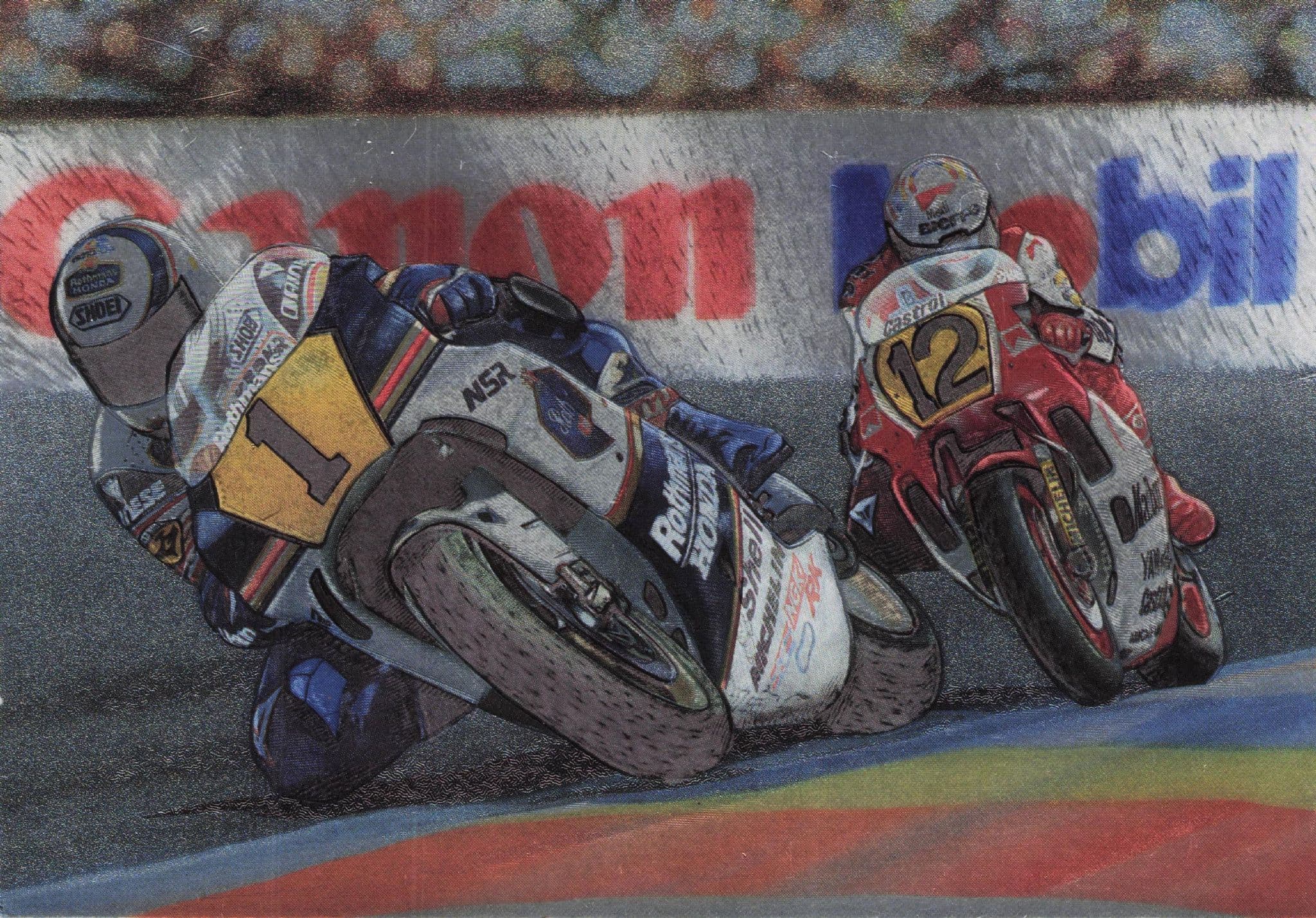 Speedway Real Metallic Shiny Mobil Race Track Motorcycle Postcard