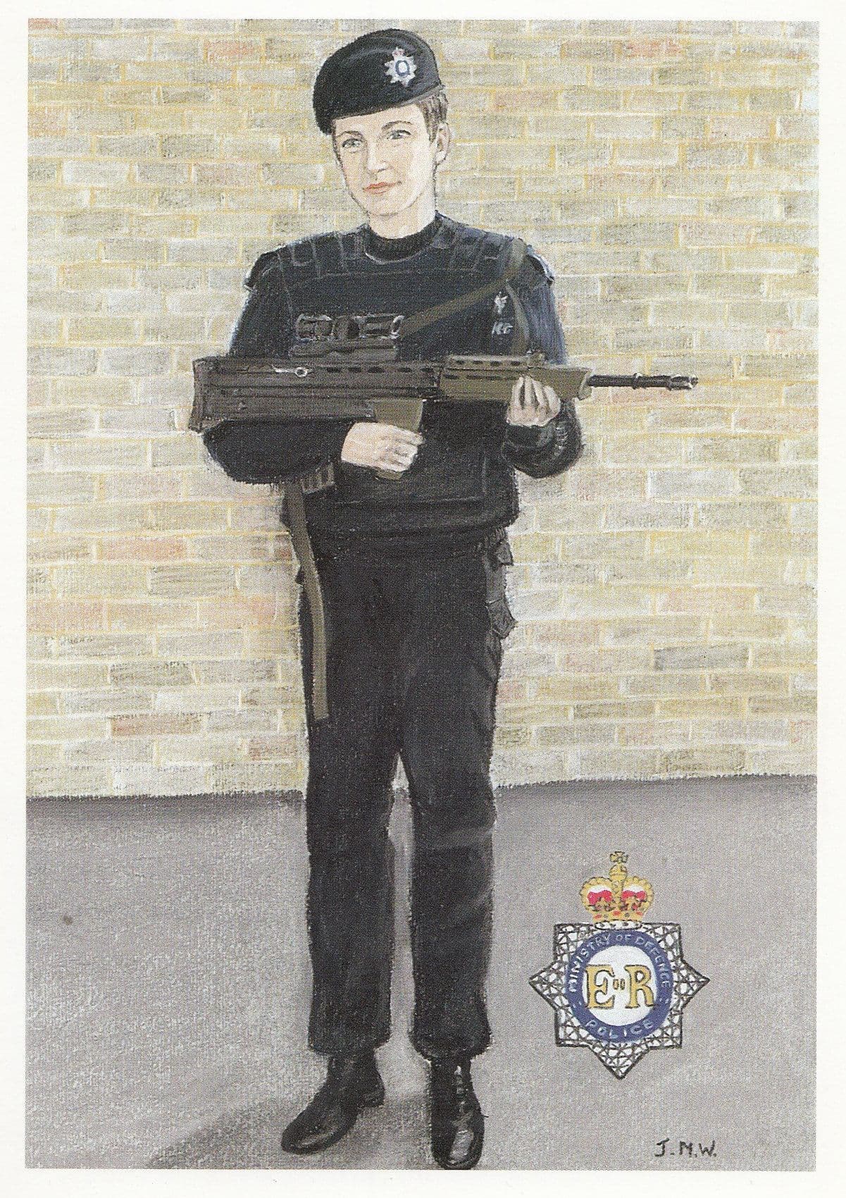 Female Armed Guard Ministry Of Defence Police Policeman Plain Back Rare MOD Postcard