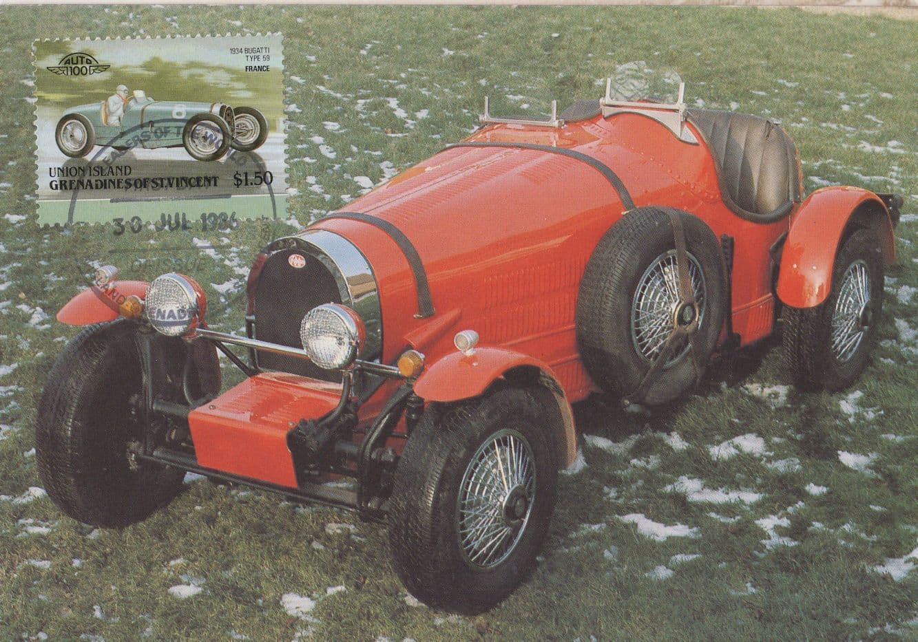 1034 Bugati Classic Car First Day Cover Postcard