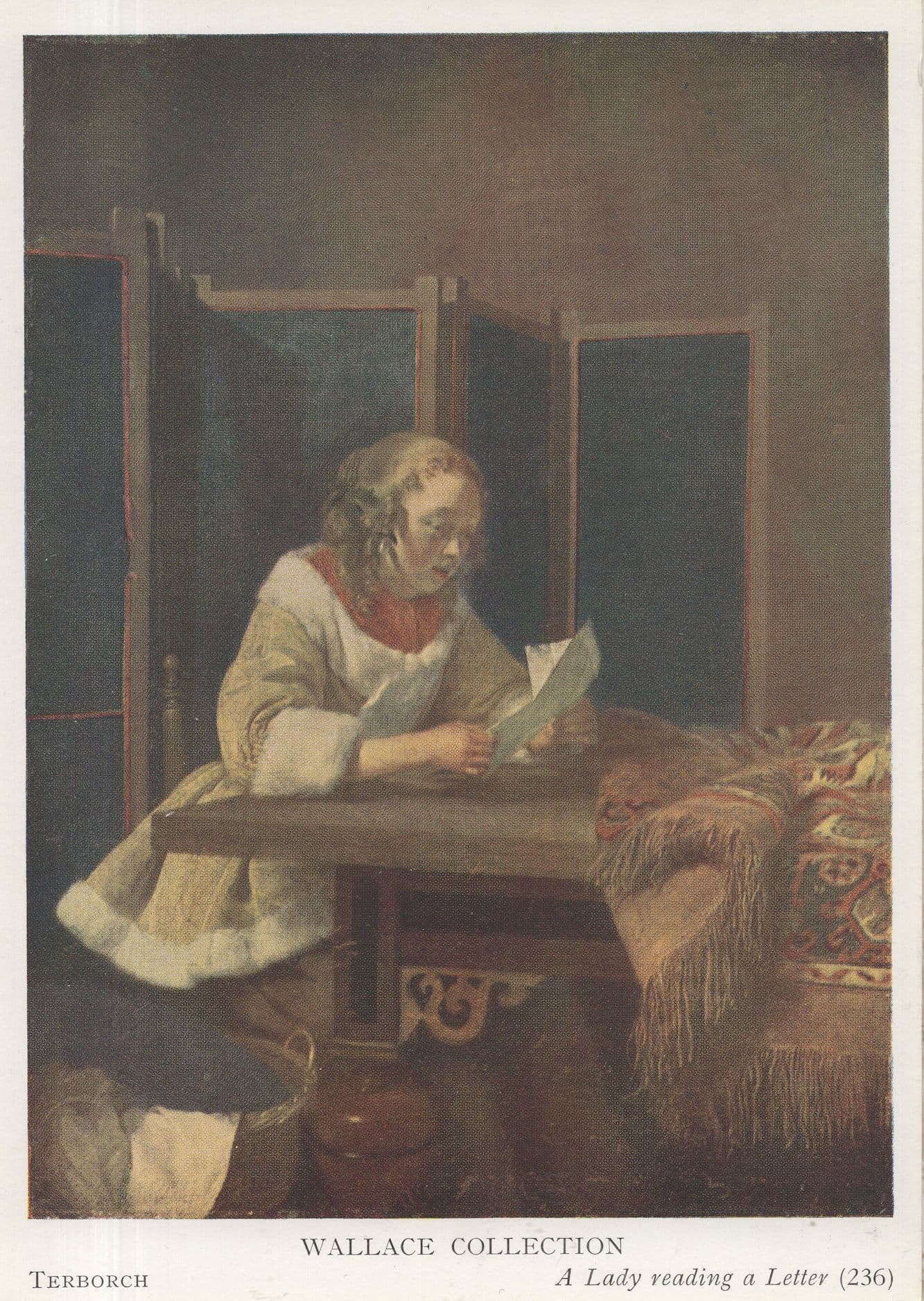 Terborch A Lady Reading A Letter Wallace Collection Painting Postcard