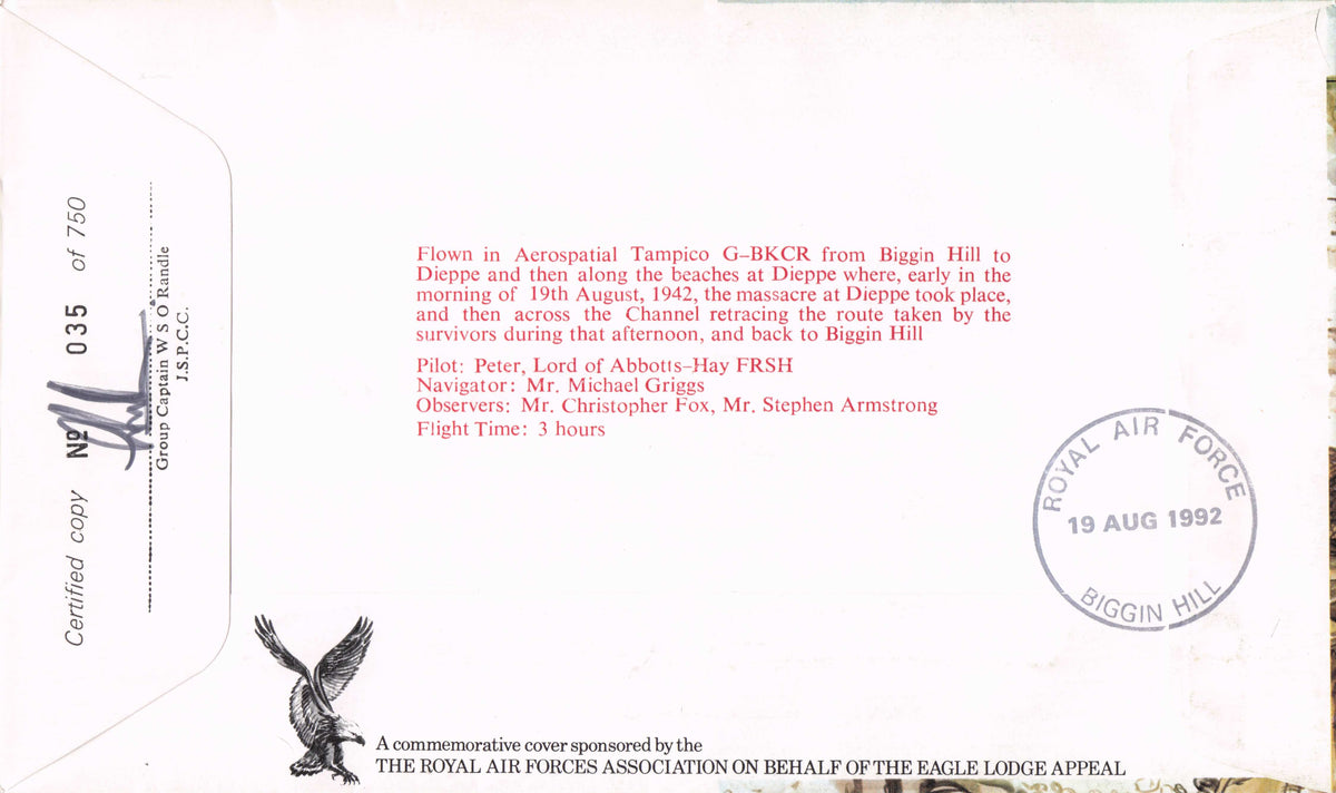 Operation Jubilee Colonel Patrick Porteous Victoria Cross WW2 Hand Signed FDC