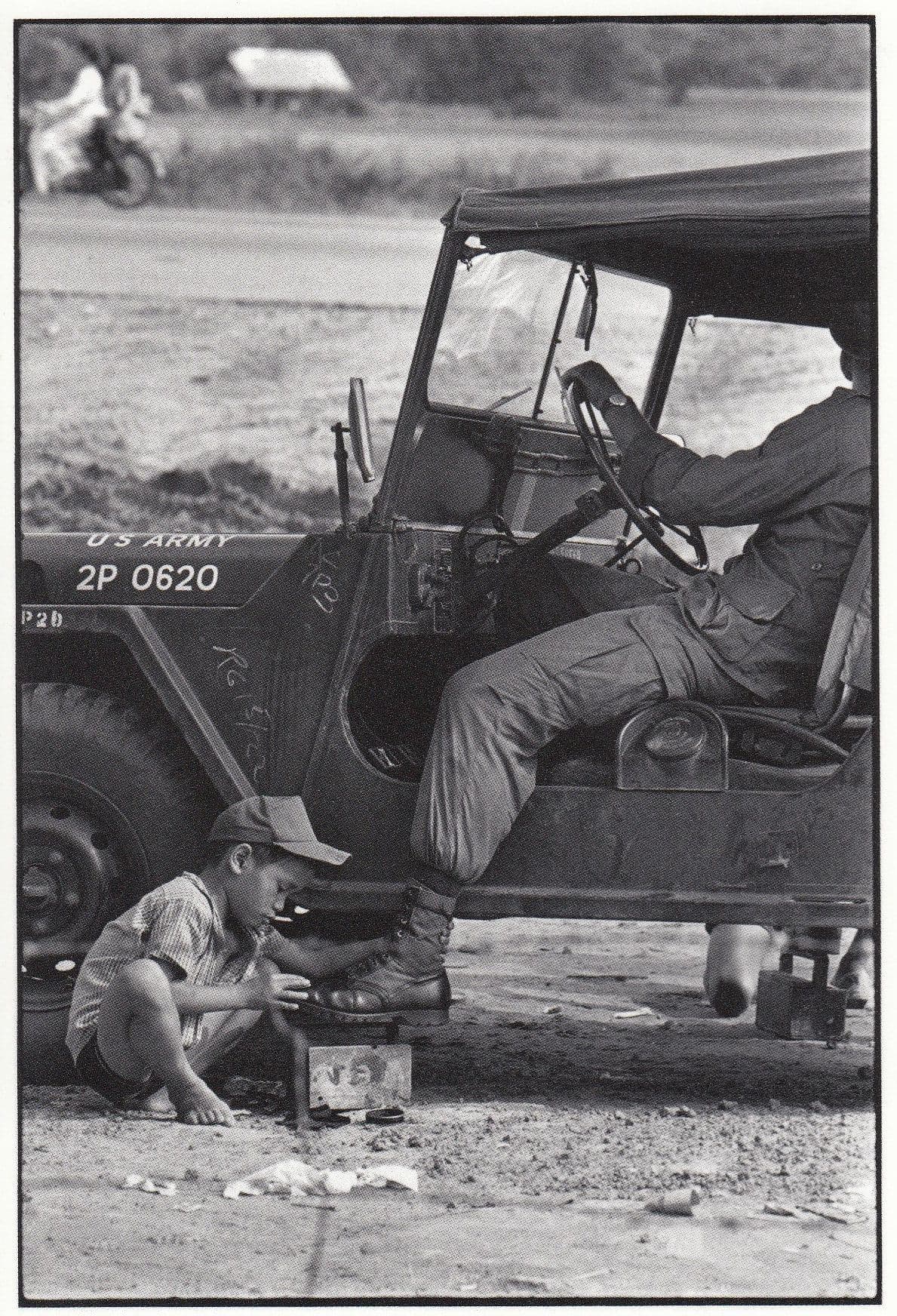 Vietnam War USA Army Truck Child Smoking Photo Postcard