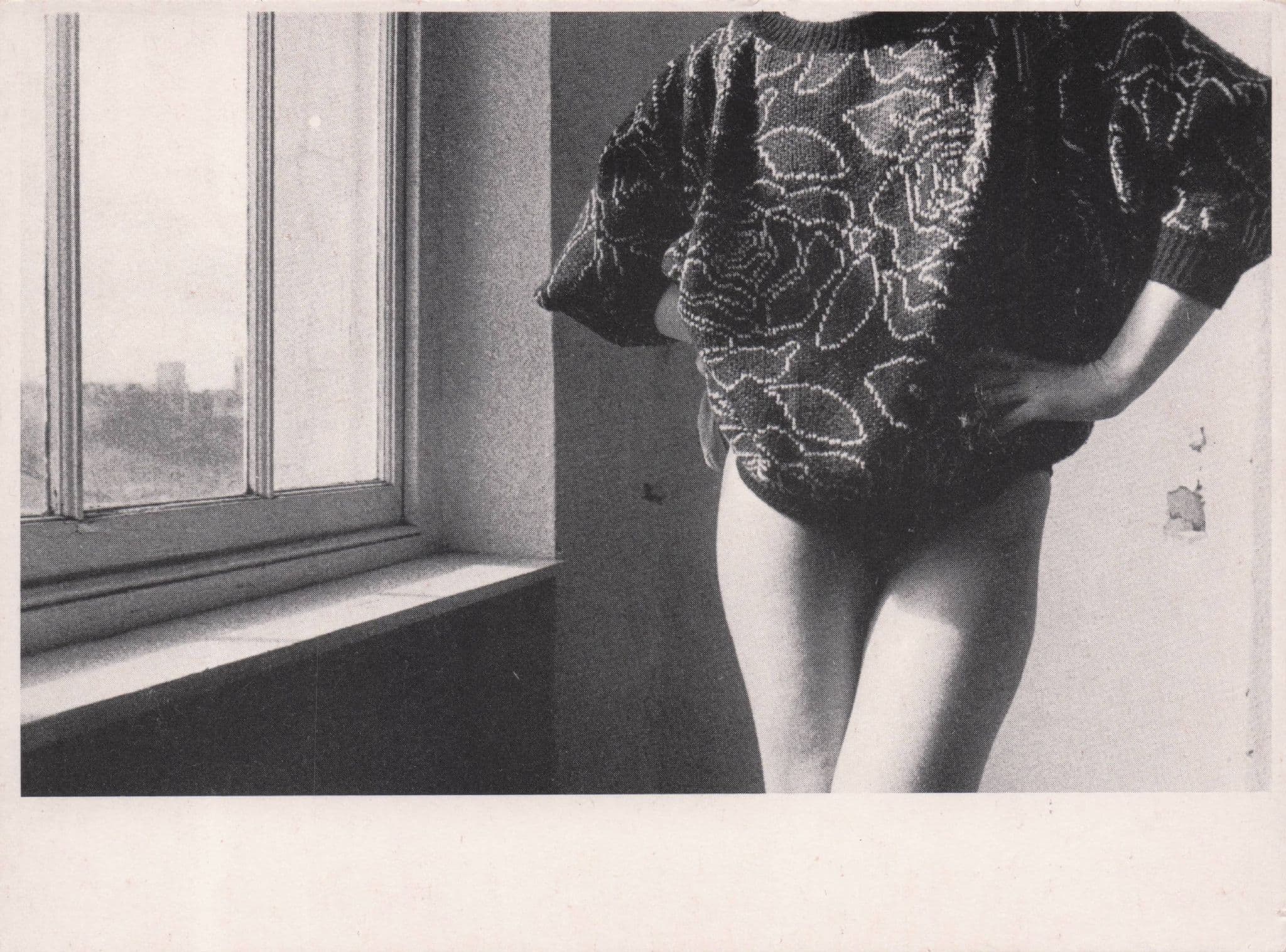 Vintage 1980s Floral Sweater & Not Much Below Photo Postcard