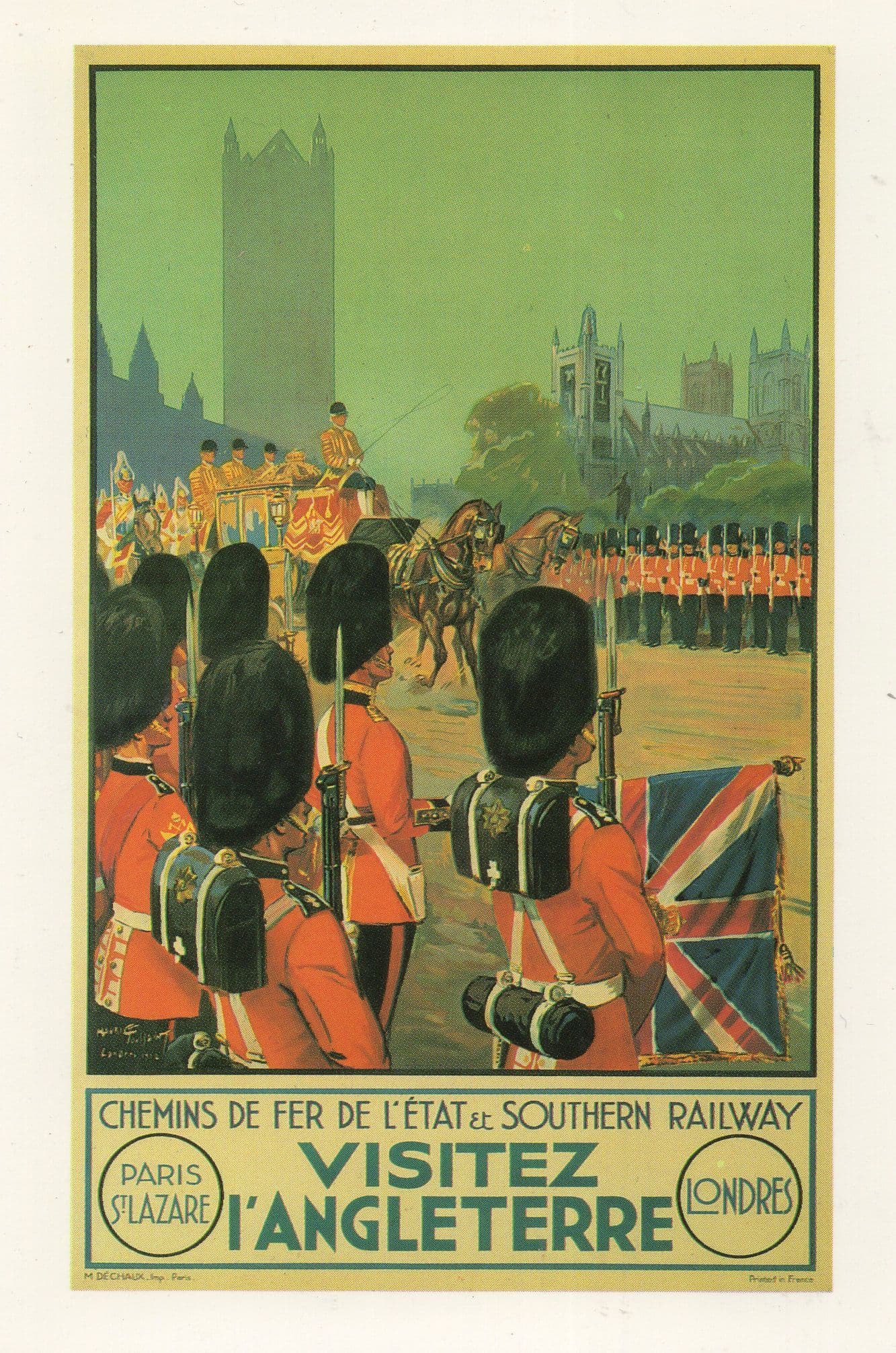 Visit England State Coach French Southern Railway Poster Postcard