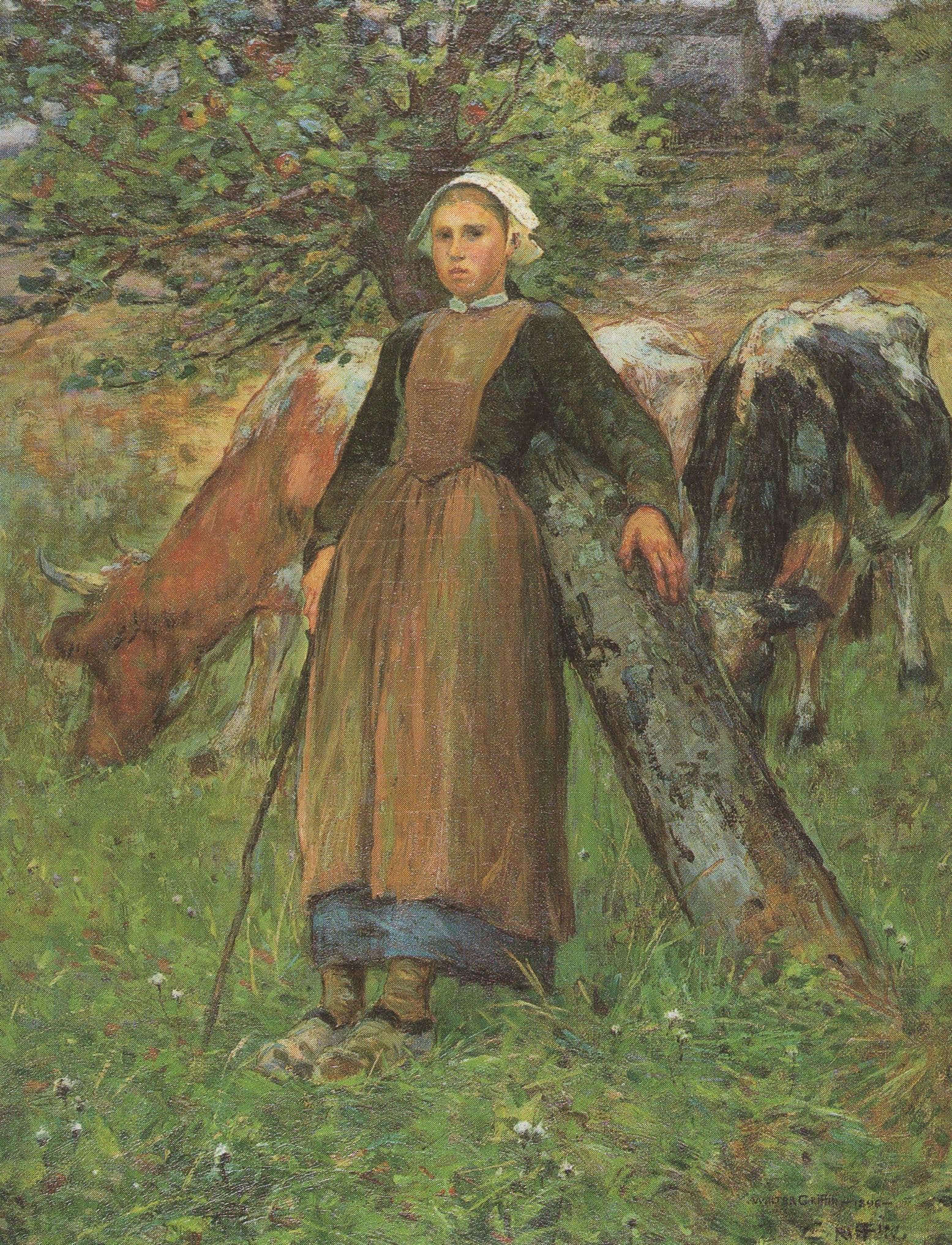 Walter Griffin La Vachere Victorian Farming French Painting Postcard
