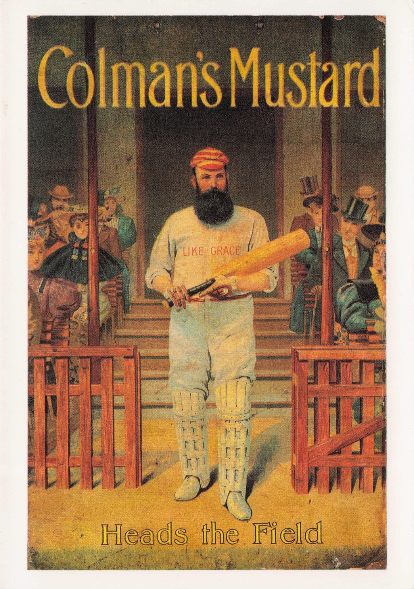 WG Grace Colmans Mustard Cricket Advertising Poster Postcard