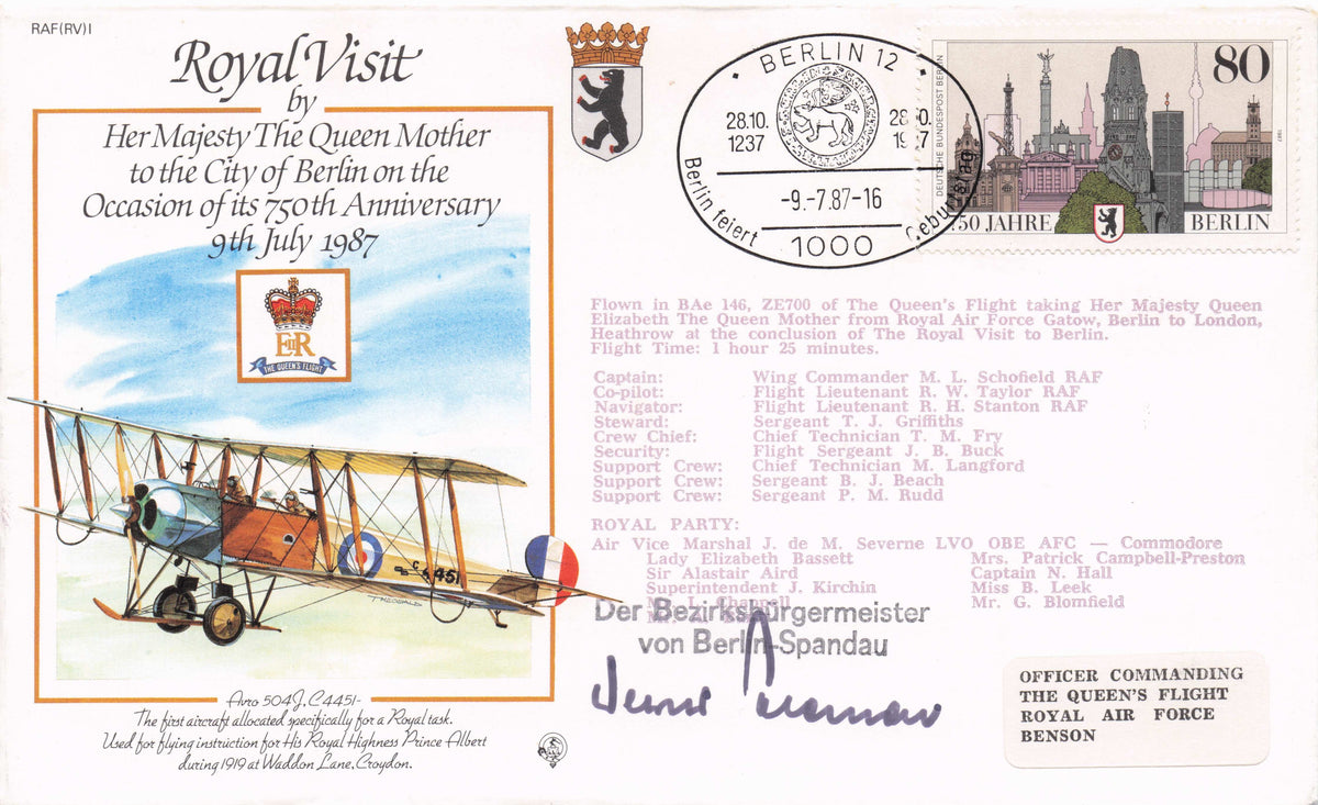 Royal Family Berlin Visit Carried On Concorde Queen Elizabeth Flight Hand Signed FDC