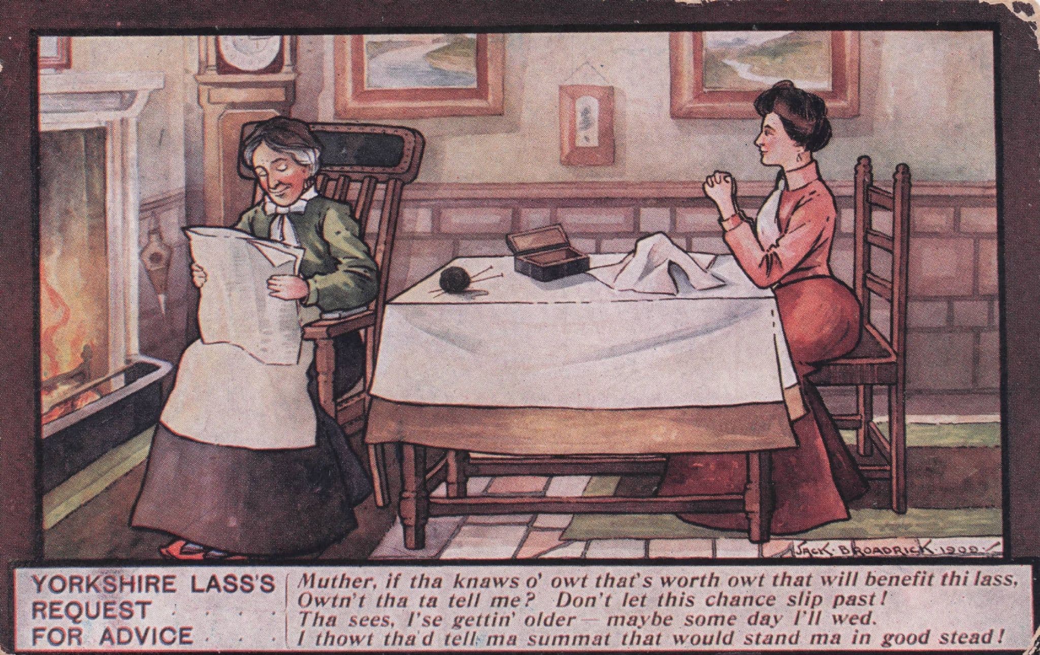 Yorkshire Lass Lasses Request For Advice Antique Comic Postcard