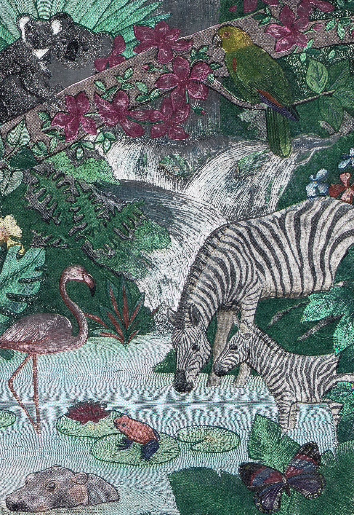 Zebra Metallic Stunning 3D Silver Shine Postcard