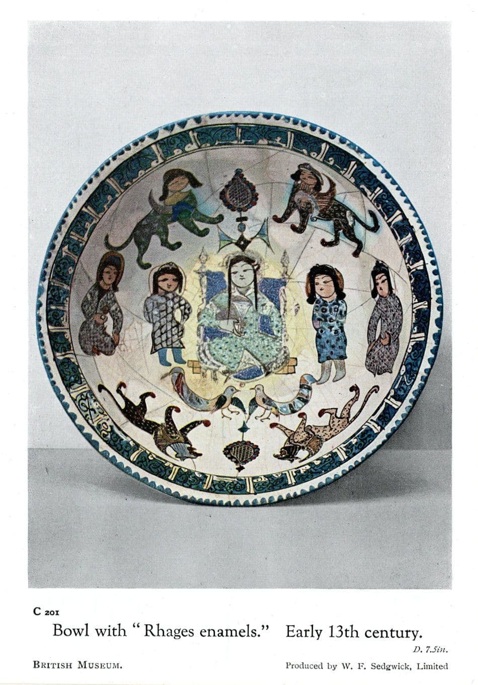 13th Century Antique Dish Pottery With Rhages Enamels Sculpture Postcard