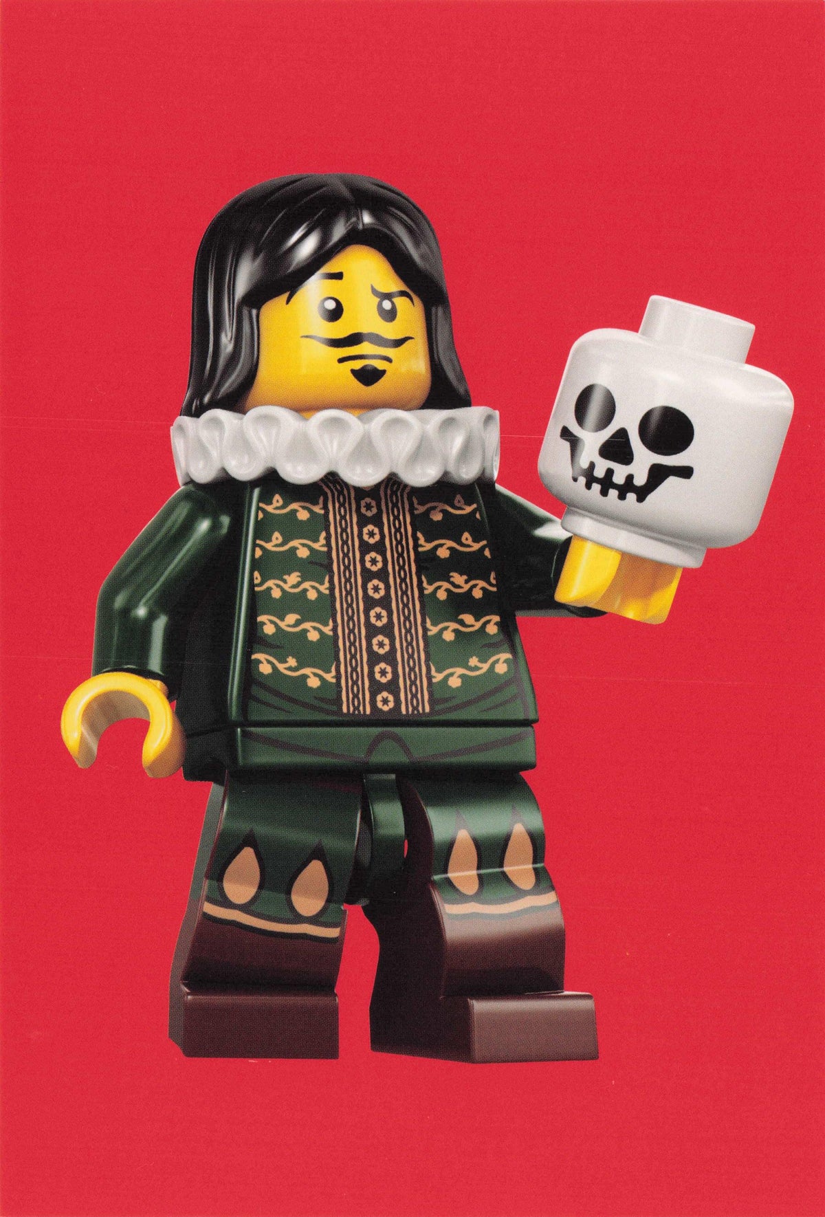 Shakespeare Hamlet & Skull Medieval Theatre Toy Lego Model Quotation Postcard