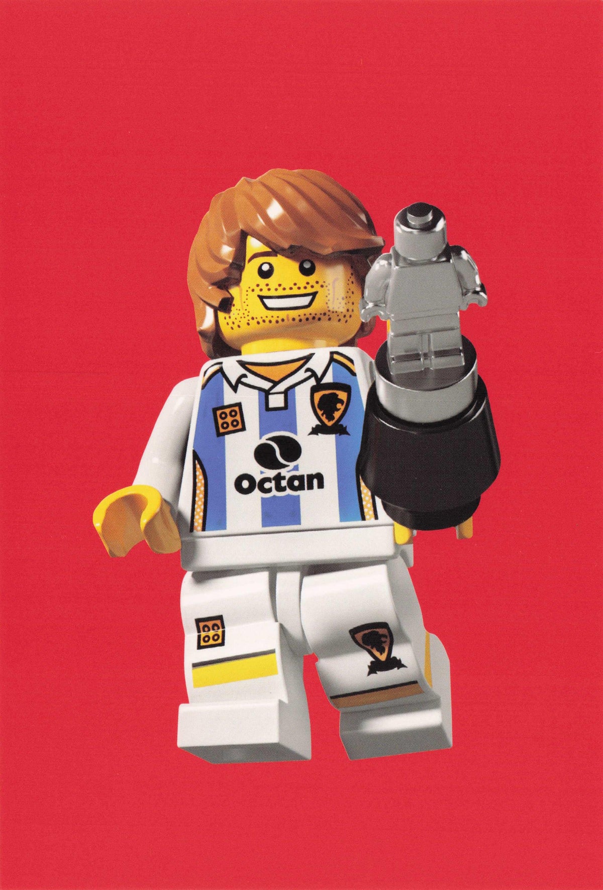 Toy Lego Football Soccer Sports Player With Robot Arm Model Quotation Postcard