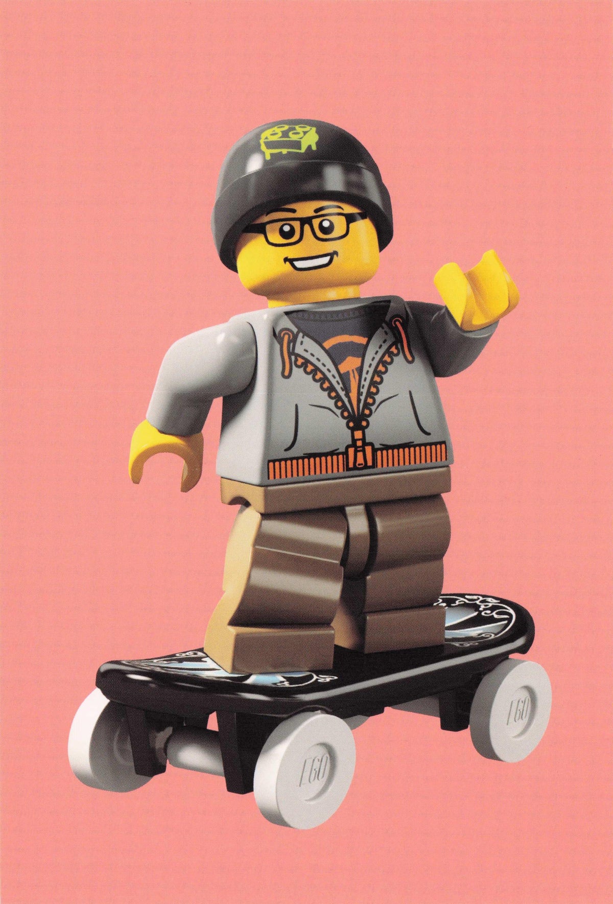 Street Skater Joe 90 Puppet Style Lego Toy Skating Model Quotation Postcard