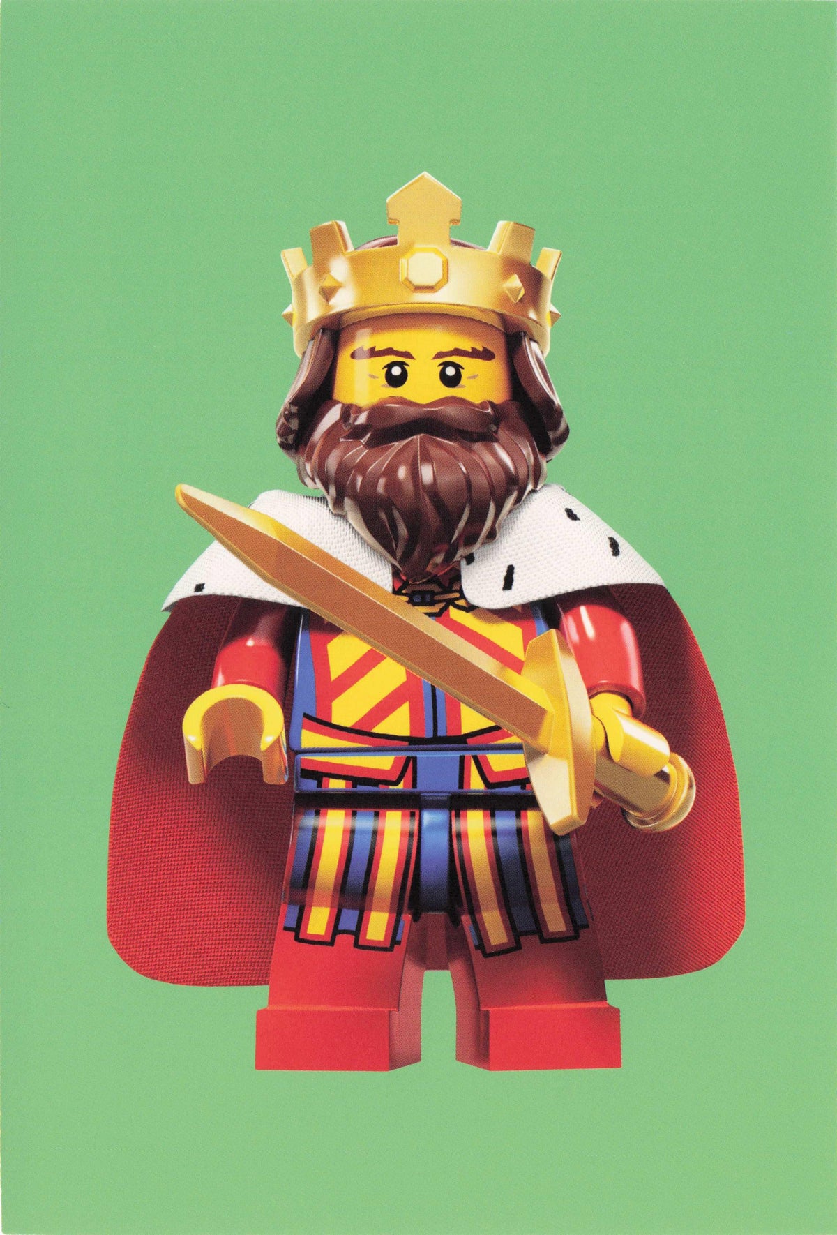 English Old Fashioned Medieval King & Sword Lego Toy Model Quotation Postcard