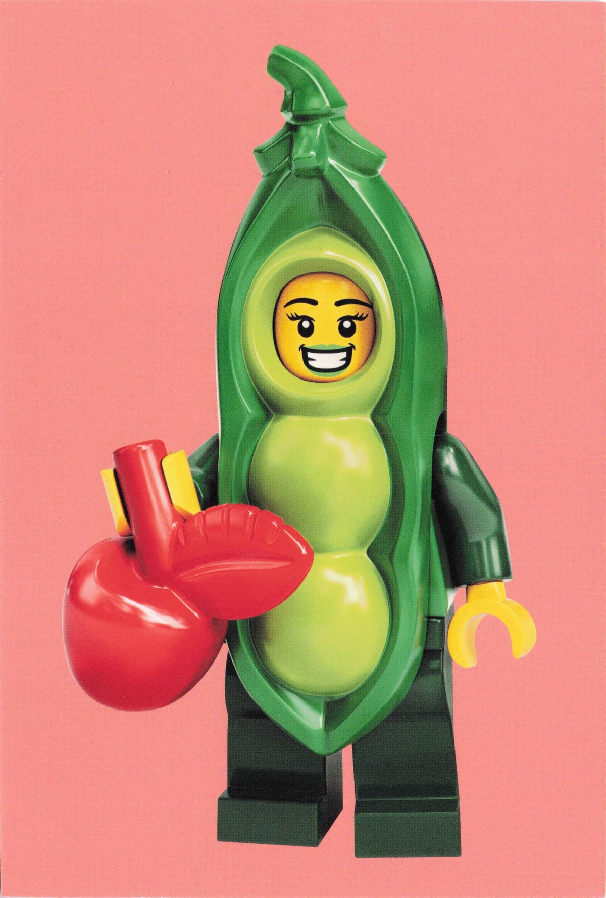 Toy Man In Pea Pod Vegetable Peas Lego Suit Costume Model Quotation Postcard