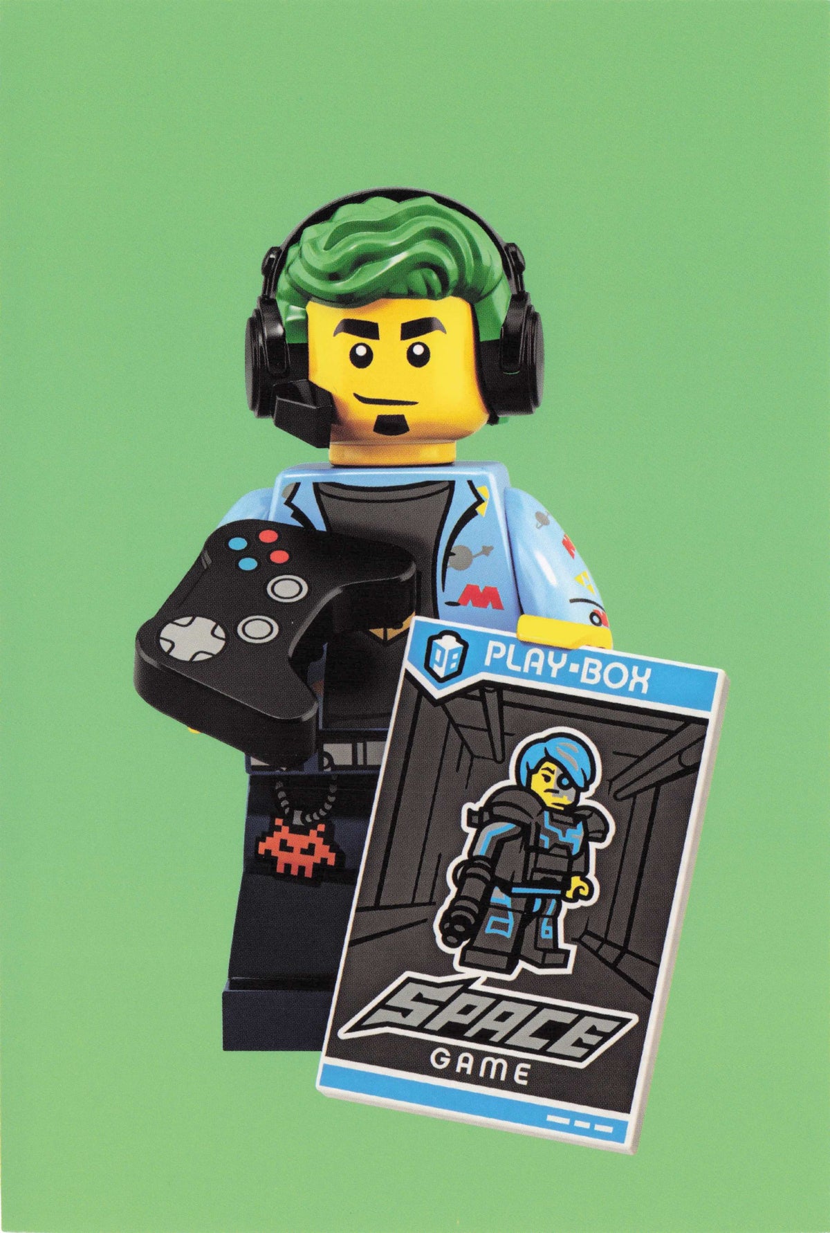 Lego Man With Toy Nintendo Old Space Game Cartridge Box Quotation Postcard