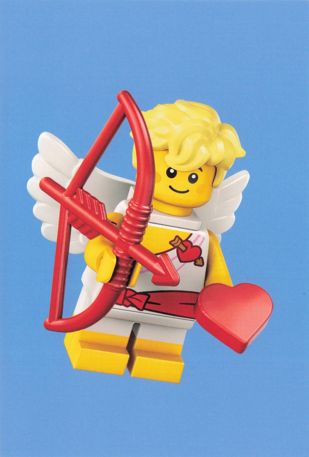 Cupid Toy Valentines Day Greetings Lego Model Love Bow & Arrow Quote Postcard