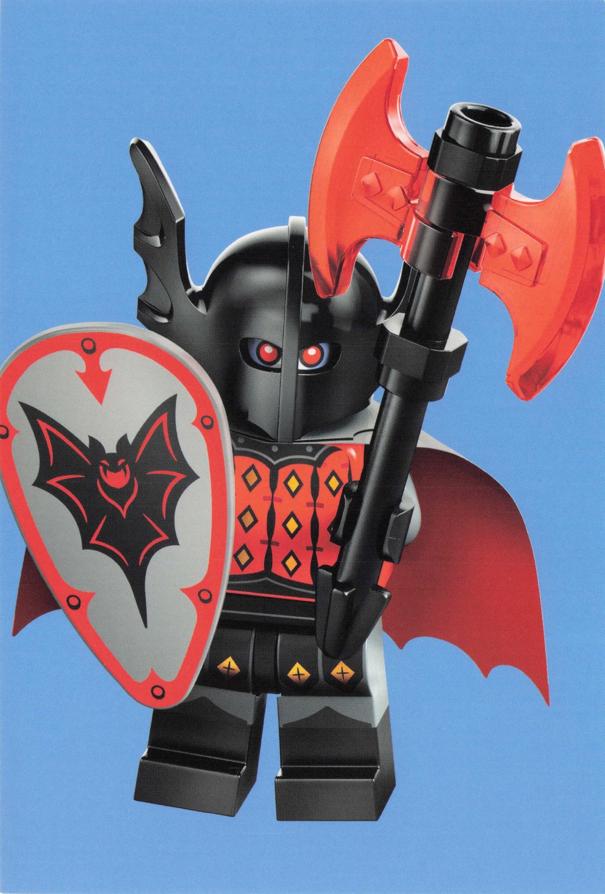 Medieval Vampire Bat Knight Man Axe Lego Toy Horror Model Quotation Postcard