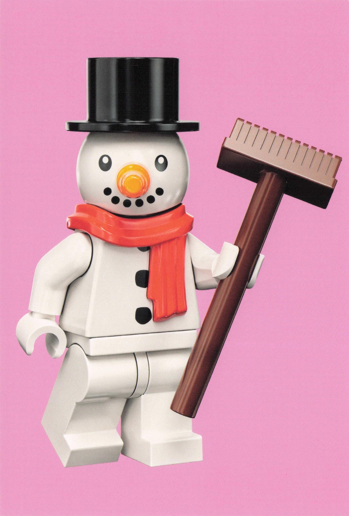 Christmas Snowman Toy Model Xmas Lego & Snow Broom Quotation Postcard