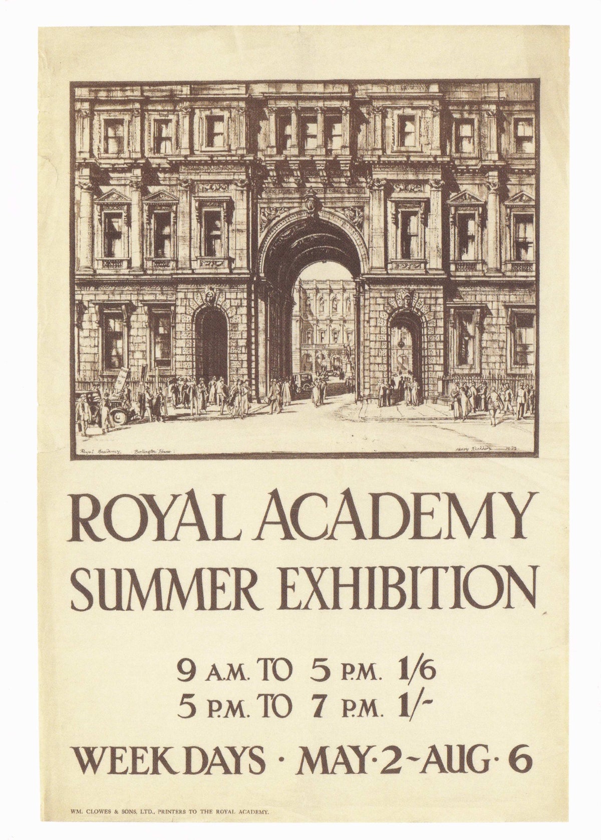 Royal Academy Of Arts Summer Exhibition 1933 Henry Rushbury Poster Postcard