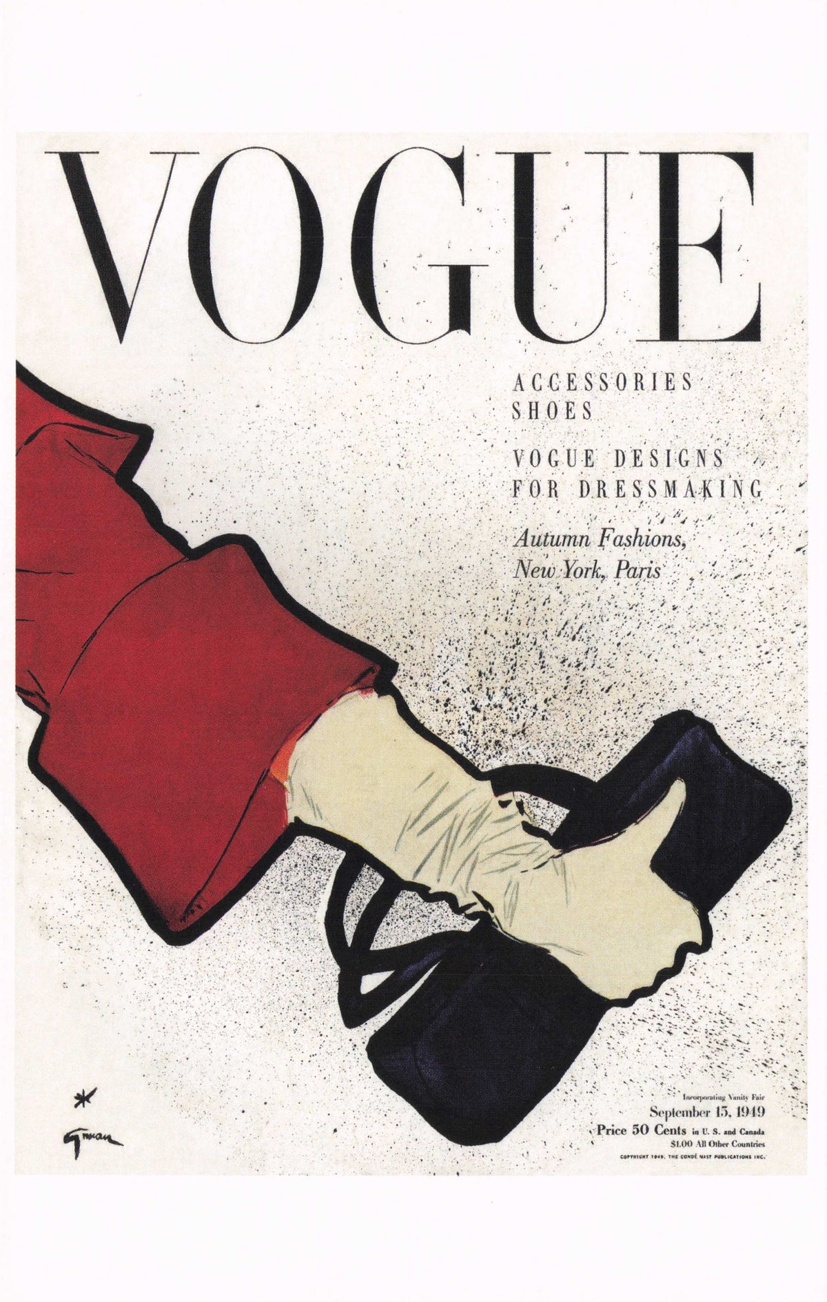Rene Gruau WW2 Fashion Illustrator 1940s Designer Handbag Vogue Postcard