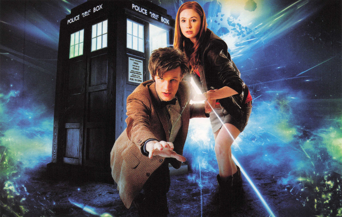 Dr Who TV Show Credits Logo Tardis Amy Pond Postcard