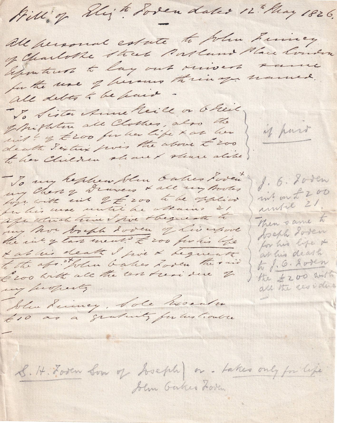 1826 Victorian Legal Debt Solicitors Antique London Letter