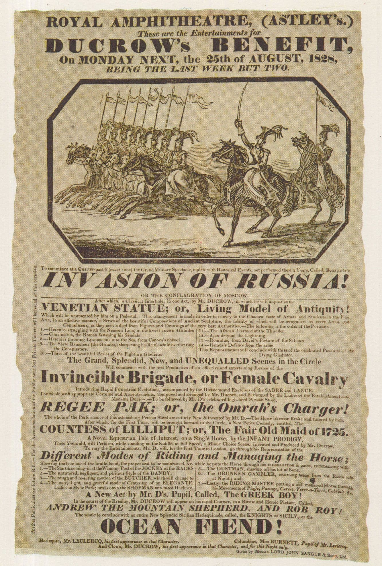 1828 Victorian Invasion War Of Russia Theatre Programme Postcard