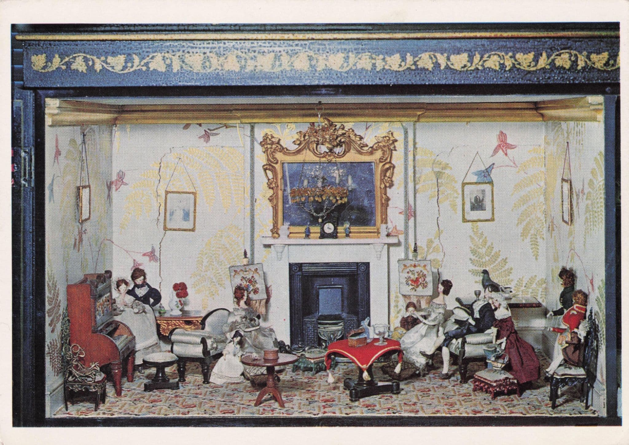 1835 Dolls House Victorian Drawing Room London Museum Postcard