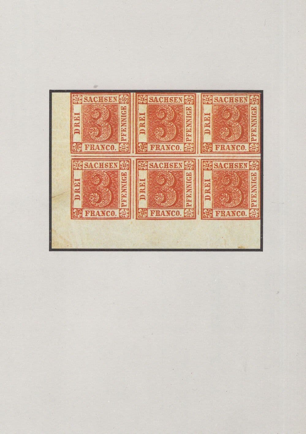 1850 Sechserblock German Antique 1850 Stamps Museum Postcard