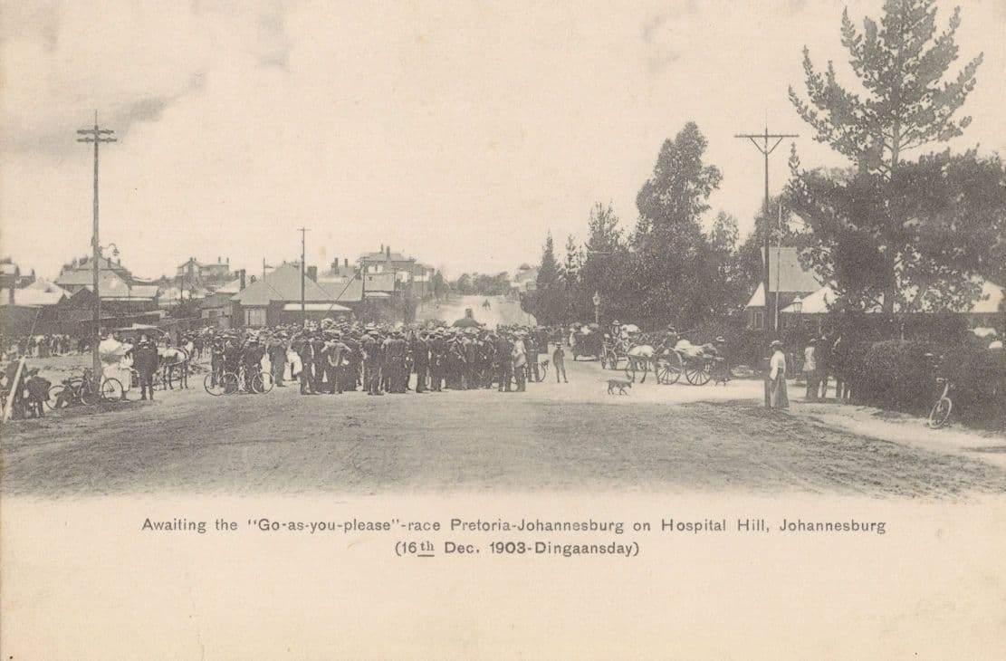 1903 Go As You PLease Race Johannesburg Hospital Hill Rare South Africa Postcard