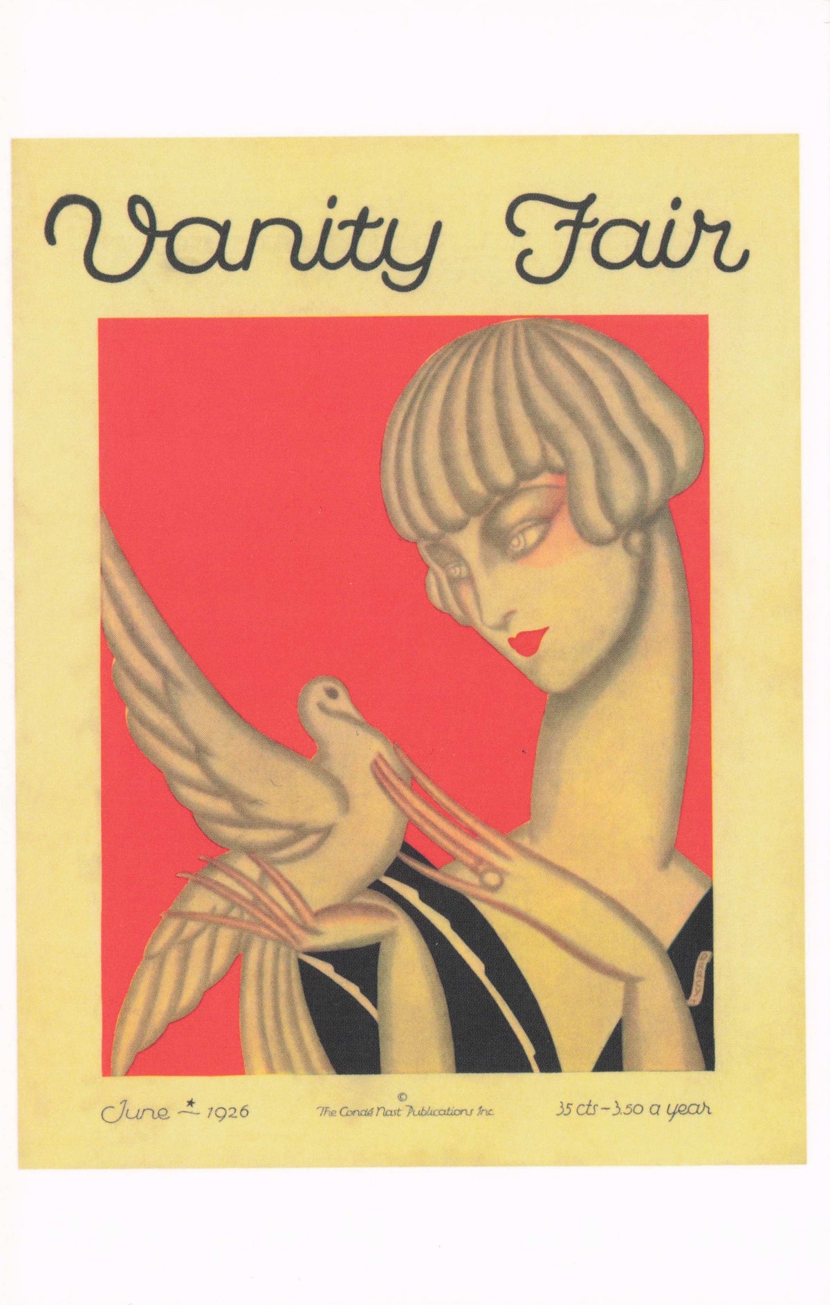 Lady Catching WW1 Bird Cage Art Deco Magazine Painting Postcard