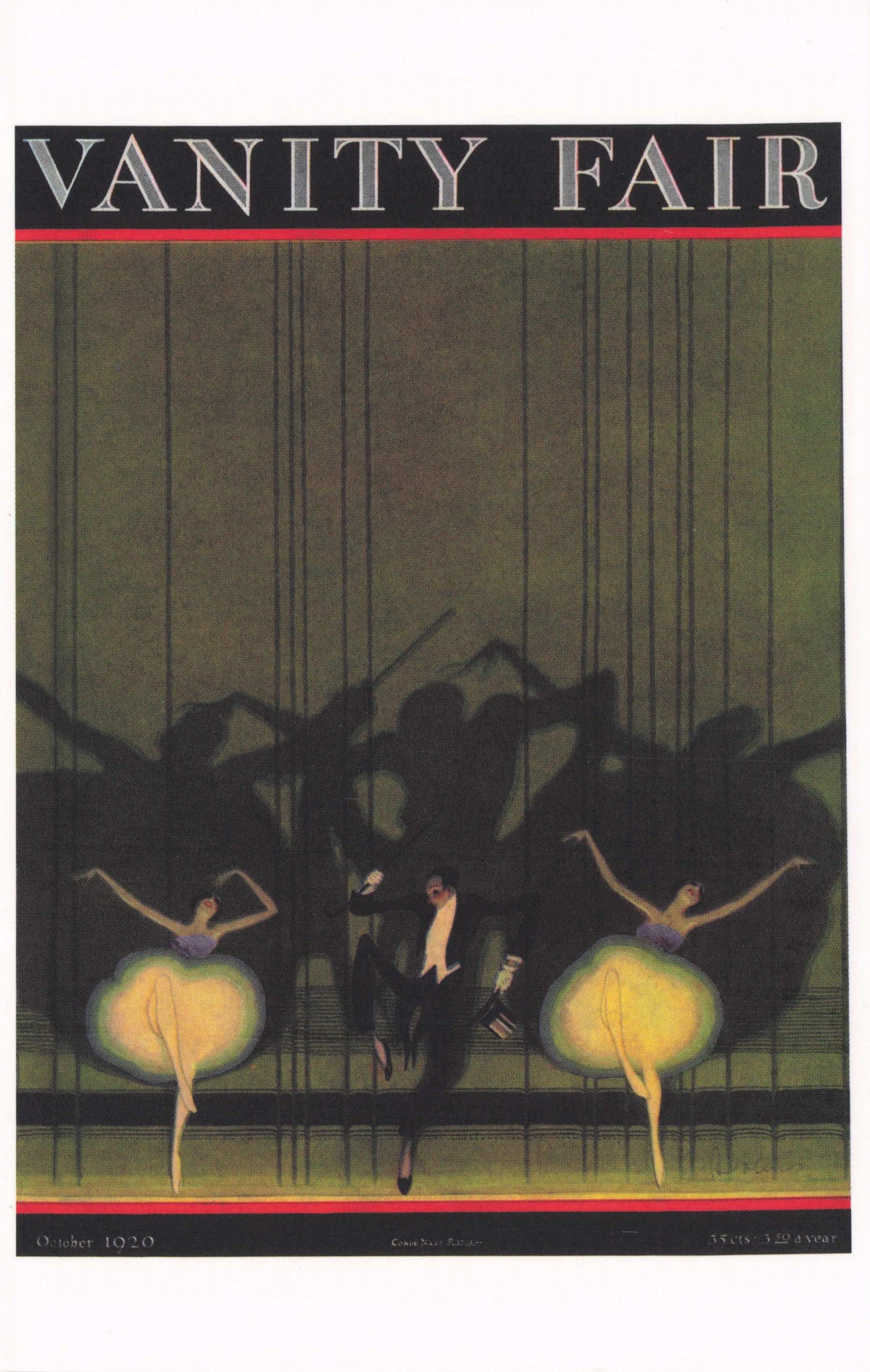 Fred Astaire Style Ballroom Dancing With Ballerinas Art Deco Painting Postcard
