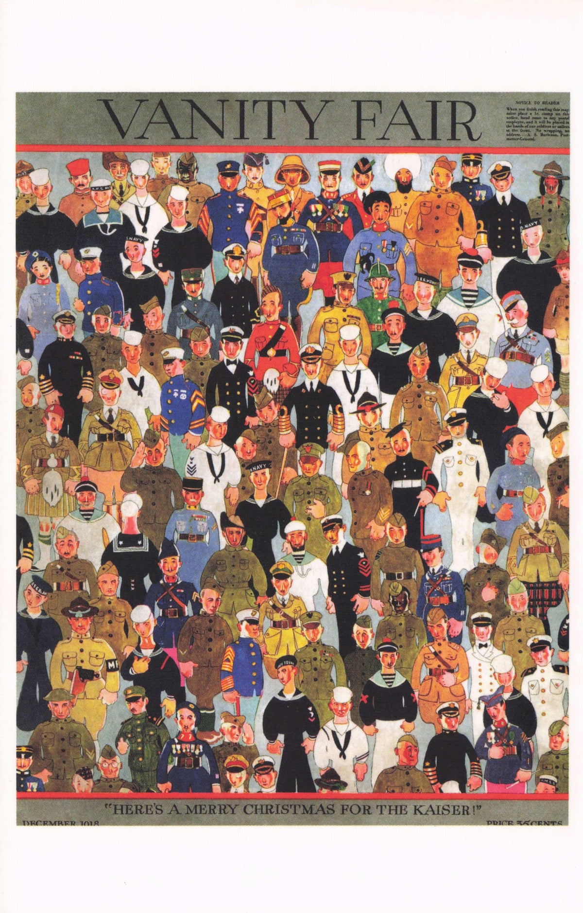 End Of WW1 Soldiers Military Allies Sailors Armistice Art Deco Painting Postcard