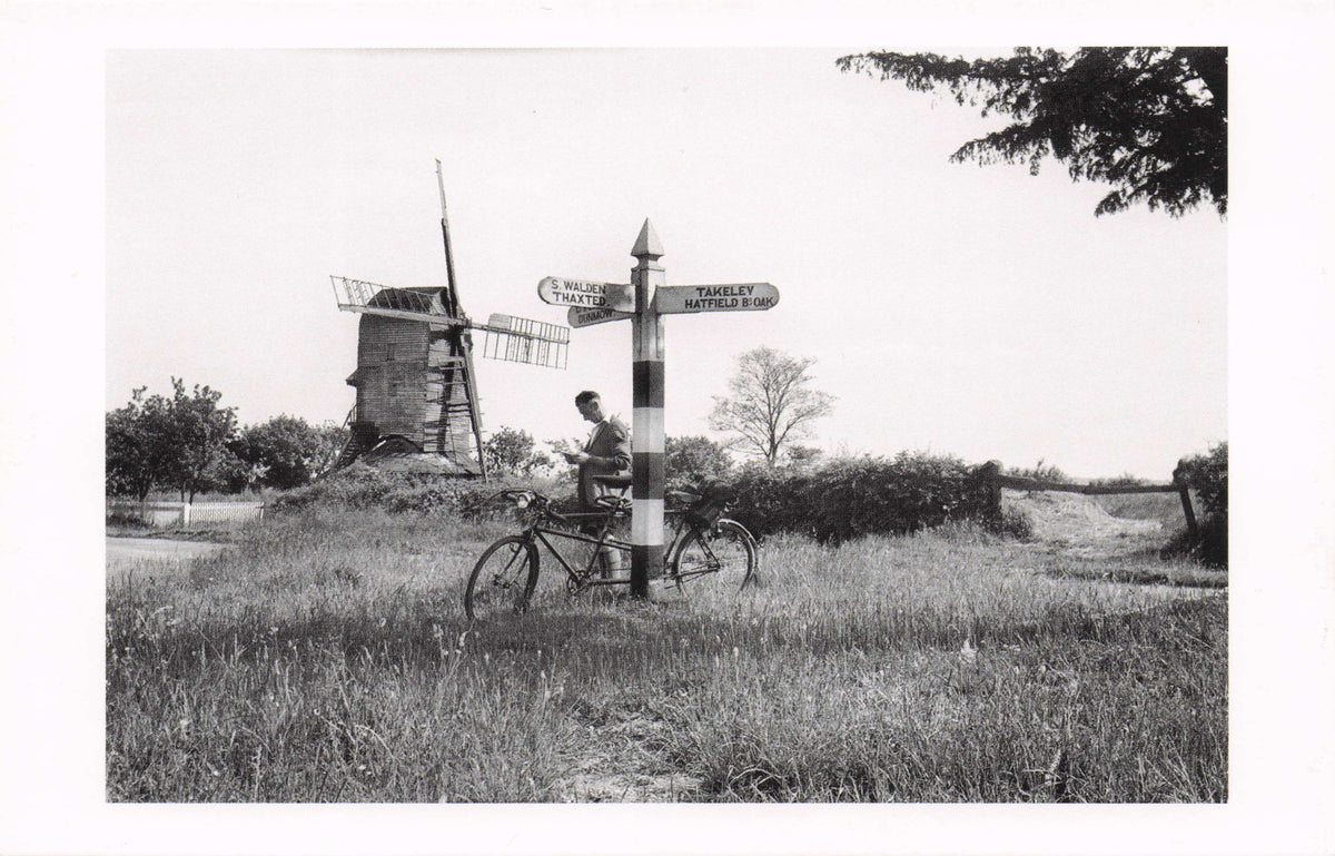 Lost Cyclist Map 1930s Thaxted Saffron Walden Old Signpost Photo Award Postcard