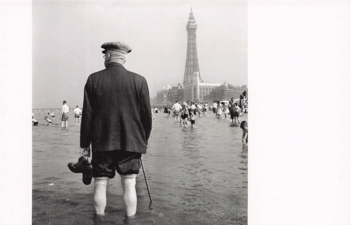 1950s Blackpool Old Age Pensioner Paddling Shorts In Sea Award Photo Postcard