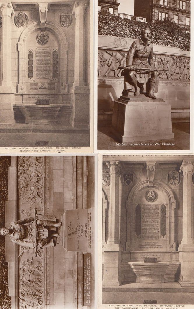 1914 The Call War Memorial 4x Scottish Military Vintage WW1 Old Postcard s