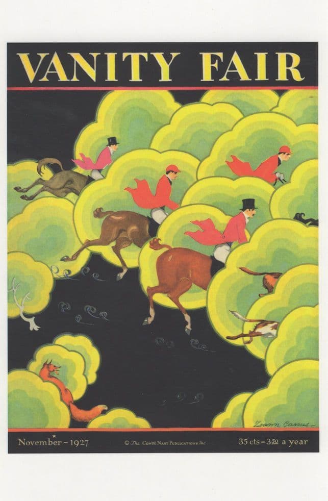 1920s Horse Race Racing in The Clouds Art Deco Painting Postcard